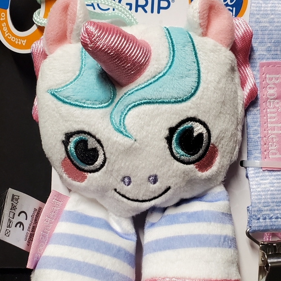 BooginHead Plush PaciPal & PaciGrip Universal Pacifier Holder Set Unicorn Clip - Picture 2 of 5